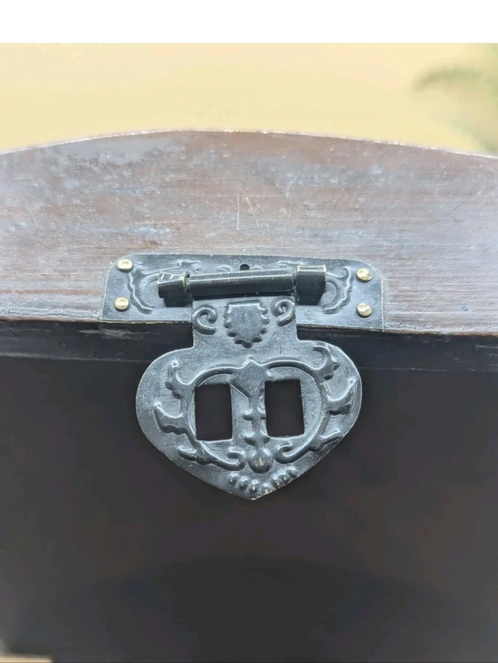 Wooden Cupid Cherbium Hand Crafted Metal Inlay Felt Lined Storage Keepsake Box